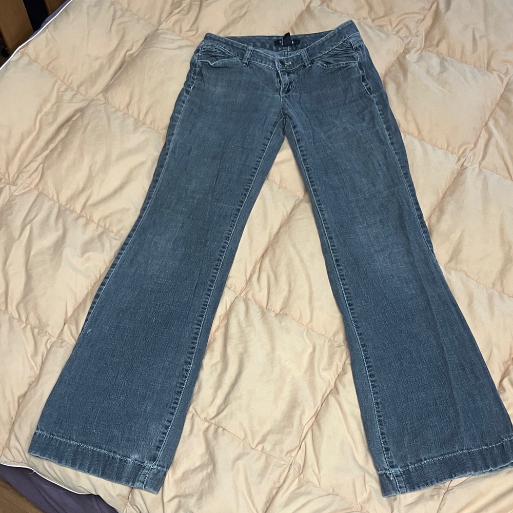 Classic Wide Leg Dark Wash Grey Jeans